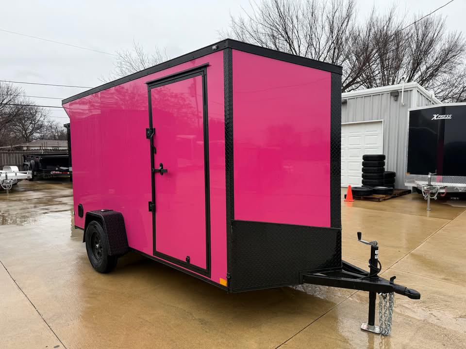 2026 6x12 SA V-Nose Enclosed Cargo Trailer Slant - Pink