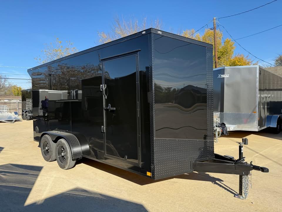 2026 7x14 V-Nose Enclosed Cargo Trailer - Black